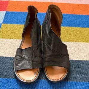 Free people Women's Black Leather Open-Toe Ankle Sandal
